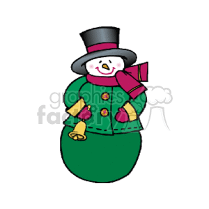 Snowman Holding a Golden Bell 