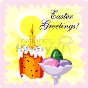 A White Dish holding Easter Eggs and a Burning Candle