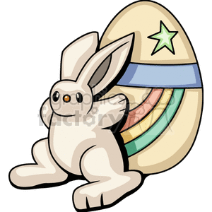 Easter Bunny with Colorful Star and Rainbow Egg