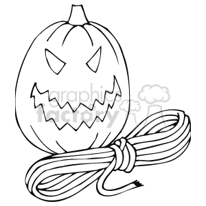   The clipart image depicts a traditionally carved Halloween pumpkin with a menacing face. The pumpkin has triangle-shaped eyes and a jagged, toothy mouth, typical of a jack-o
