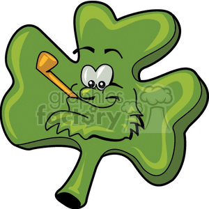 St. Patrick's Day Shamrock Cartoon with Pipe