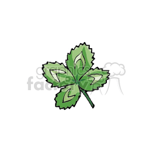 A green four-leaf clover, often associated with luck and St. Patrick's Day celebrations.