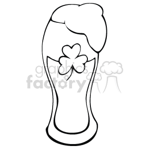 Black and White Three Leaf Clover Glass of Beer