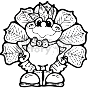   The clipart image features a cartoon-style illustration of a frog. It appears to be designed with thematic elements reminiscent of Thanksgiving, such as the fan of leaves behind the frog which is likely intended to evoke a turkey