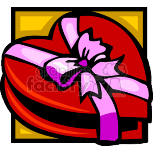   This clipart image features a stylized heart-shaped box, possibly indicative of candy or chocolates, which is often associated with Valentine