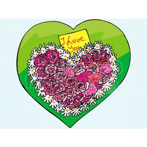 Valentine's Day Heart with Roses and 'I Love You' Note