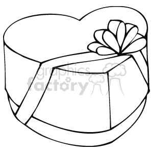 The clipart image depicts a heart-shaped box, typically representative of a gift box such as those given on Valentine's Day. It has a lid with a decorative bow on top.