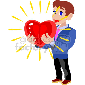 Romantic Valentine's Day Cartoon Man with Heart