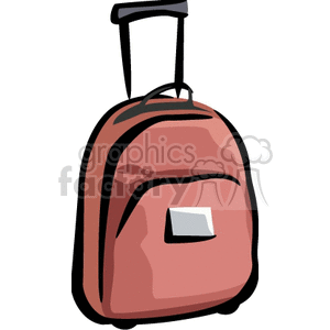 A clipart image of a brown suitcase with wheels and an extended handle, commonly used for travel.