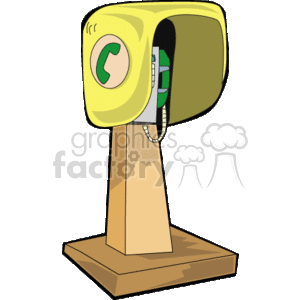   The image appears to be a stylized illustration of an old-fashioned payphone. It