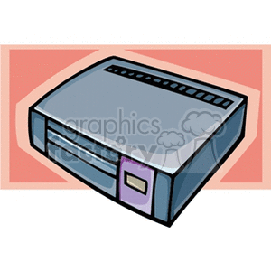 A clipart image of a vintage VCR with a simple, stylized design.