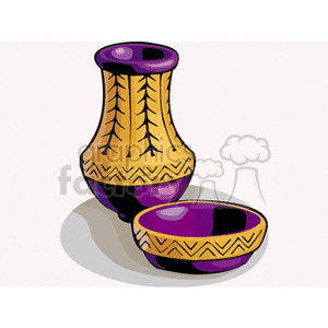 Traditional Pottery Vase and Bowl