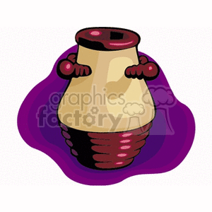 Clipart image of an antique pottery vase with a purple background.