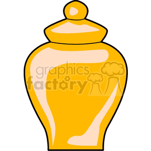 A clipart image of a yellow vase with a lid, resembling an antique pottery piece.