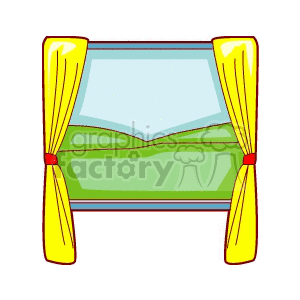 Window with Yellow Curtains and Scenic View