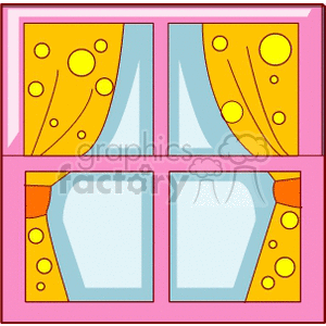 Colorful Window with Polka Dot Curtains