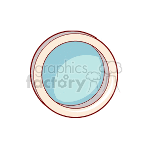 A round porthole window clipart with a blue tint, featuring a metallic frame and glass reflection.