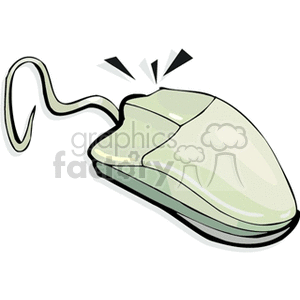 This clipart image shows a while mouse with 2 buttons and a cable. The right button looks as if it is being clicked