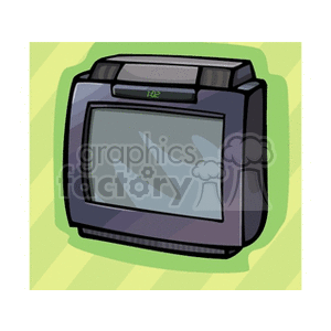 Illustration of a vintage CRT television with a built-in VCR against a green background.