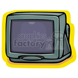 Clipart image of a retro-style television with a blank screen.