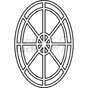The clipart image shows a circular window design with multiple panes. The design features a central circular pane with several radiating panes creating a star-like pattern, surrounded by a series of concentric rings with additional vertical and horizontal panes, forming a geometric pattern typical of certain traditional or decorative window styles.