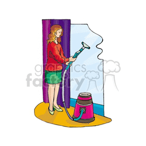 Woman Cleaning with Vacuum Cleaner