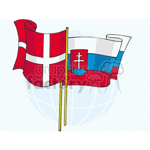 The clipart image shows the national flags of Denmark and Slovakia, portrayed in front of what appears to be a stylized globe.