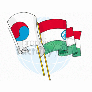 South Korea and India Flags with Globe Background - International Relations Concept