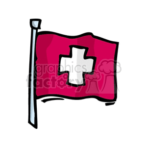 The clipart image depicts the flag of Switzerland, which is characterized by a red field with a white cross in the center.