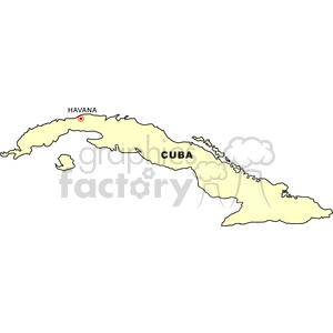 Illustrated map of Cuba highlighting Havana.