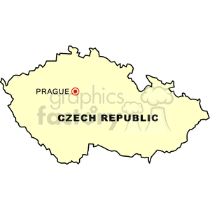 A clipart image of the Czech Republic map highlighting Prague.