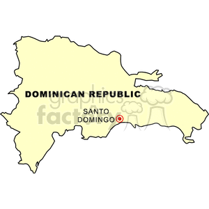 Clipart map of the Dominican Republic highlighting Santo Domingo.