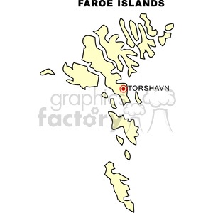 Illustrated map of the Faroe Islands highlighting Torshavn.