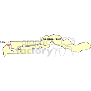 Clipart map of The Gambia highlighting Banjul.