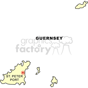 Clipart map of Guernsey highlighting St. Peter Port.