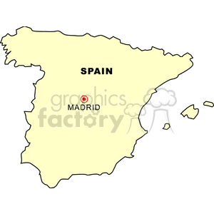 A simple map of Spain highlighting Madrid with a red circle.