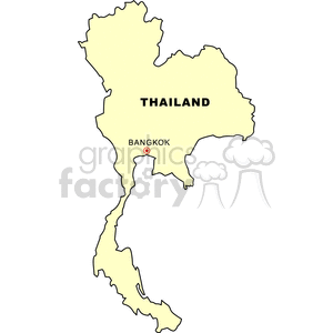 Illustration of a map outline of Thailand with Bangkok marked.