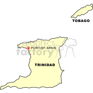 A clipart map of Trinidad and Tobago, highlighting Port-of-Spain.