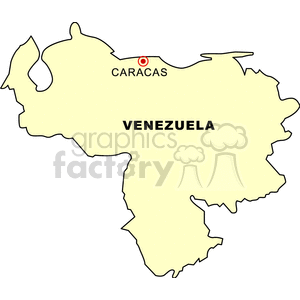 Clipart map of Venezuela highlighting Caracas.