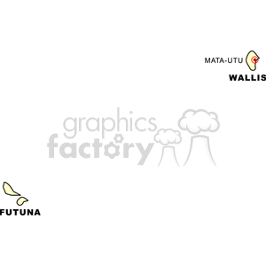 Clipart image of Wallis and Futuna showing the islands' outlines and location of Mata-Utu.