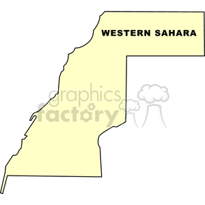 Clipart image of the Western Sahara region outlined and labeled in yellow.