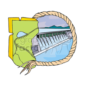 Dam Illustration with Map - Hydro Power Concept