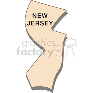 Clipart image of a stylized map of New Jersey with the text 'New Jersey'.