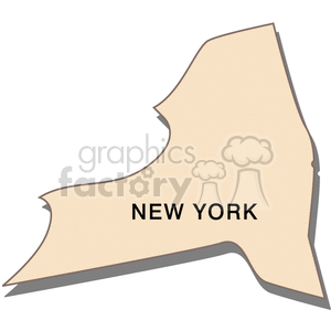 Clipart image of the state of New York with text overlay.