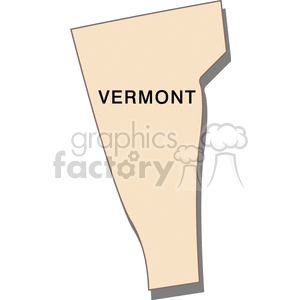 A clipart image depicting the geographic outline of Vermont, labeled with the state's name.