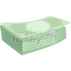 The clipart image shows a stack of US dollar bills, with multiple bills piled on top of each other forming a pile. This image represents money, cash, or wealth in the form of physical paper currency.
