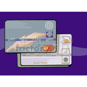 Clipart image depicting two credit cards, one overlapping the other, set against a purple background.