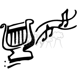 Stylized Harp and Musical Notes