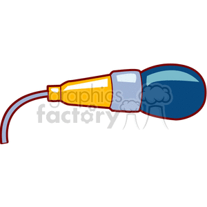 Clipart of a colorful microphone with a cord.