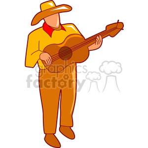 Country Musician Cartoon with Acoustic Guitar